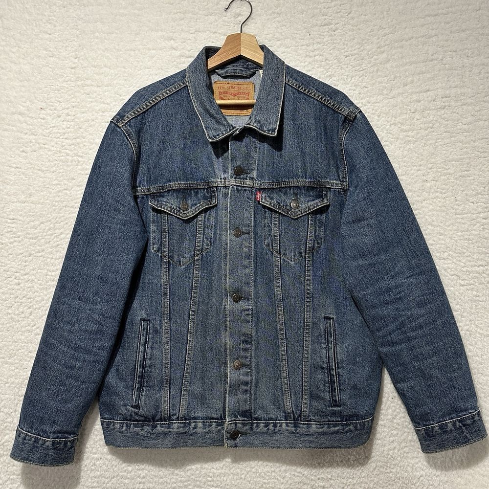 Levi's Y2K Denim Trucker‎ Blue Faded Jean Mens Jacket Size XL